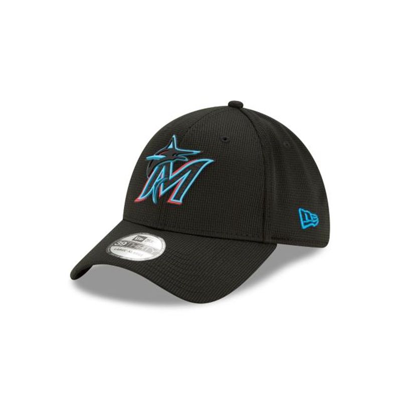 MLB Miami Marlins Clubhouse Collection 39Thirty Stretch Fit (IRV2256) - Black New Era Caps